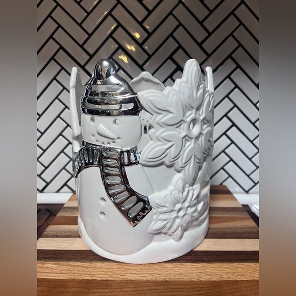 Harry Slatkin & Co Bath & Body Works Snowman Candle Holder Large 3 Wick 2011 BBW - Picture 2 of 7